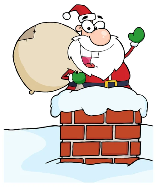 Cartone animato Babbo Natale con borsa — Vettoriale Stock