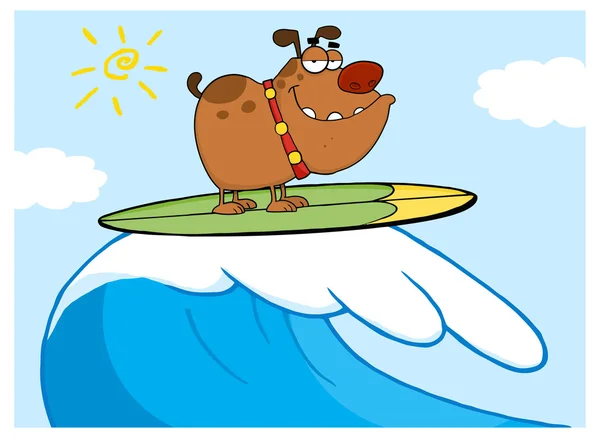 Perro feliz Surf — Archivo Imágenes Vectoriales