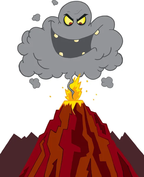 Vulcão com caráter de nuvem — Vetor de Stock