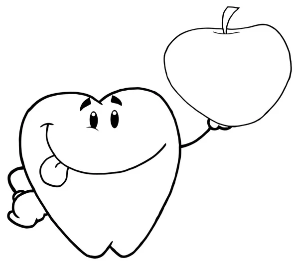 Tanden håller upp ett äpple — Stock vektor