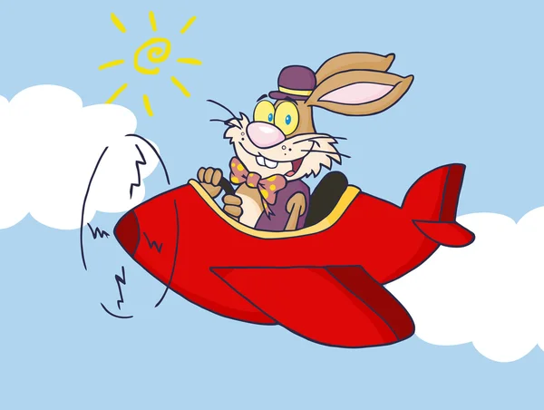 飞机在天空中飞的兔子 — 图库矢量图片