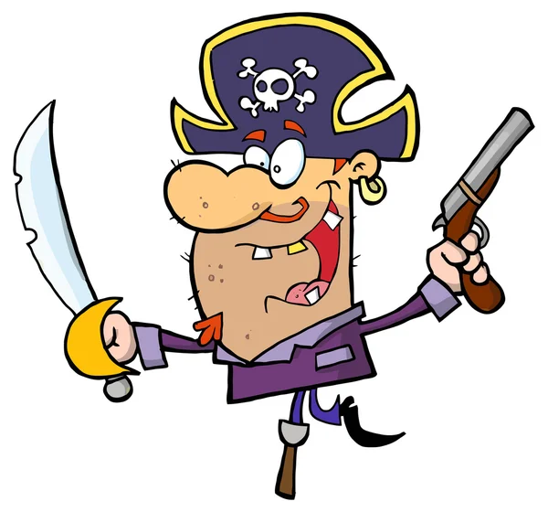 Personaje pirata de dibujos animados — Vector de stock