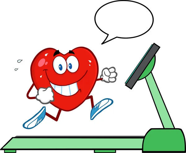 Corazón en una cinta de correr con burbuja del habla . — Vector de stock