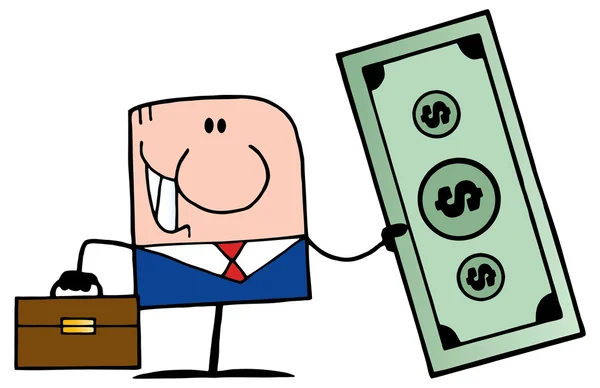 Personaje sonriente de dibujos animados de hombre de negocios — Vector de stock