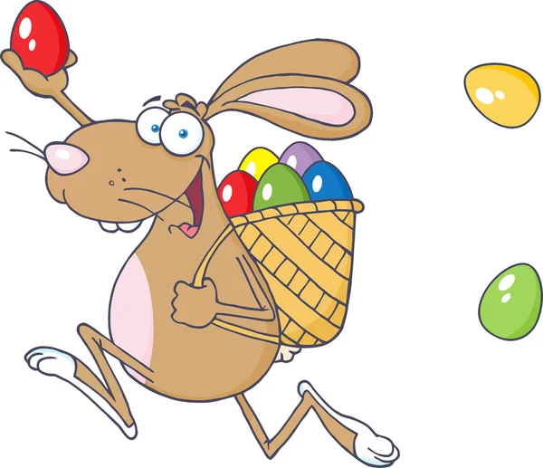 Easter Rabbit With A Basket And Egg — Stock Vector