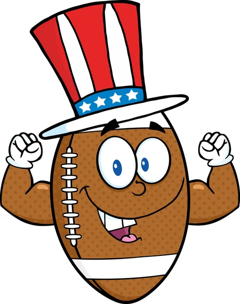 Pelota de fútbol americano con sombrero patriótico — Vector de stock