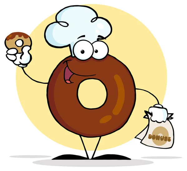 Happy Cartoon Sweet Donut Chef Vector Illustration — Stock Vector