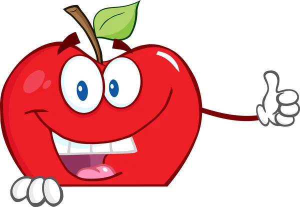 Personnage souriant de bande dessinée pomme — Image vectorielle