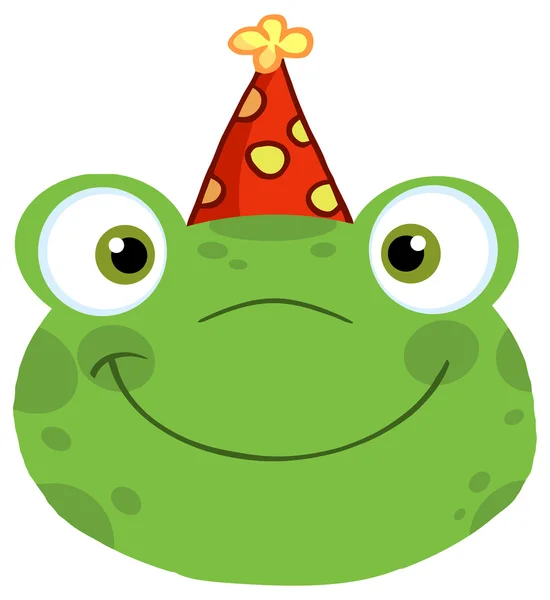 Kafa gülümseyen sevimli kurbağa — Stok Vektör