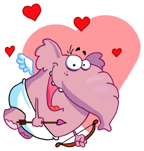 Elefante de dibujos animados Cupido — Vector de stock