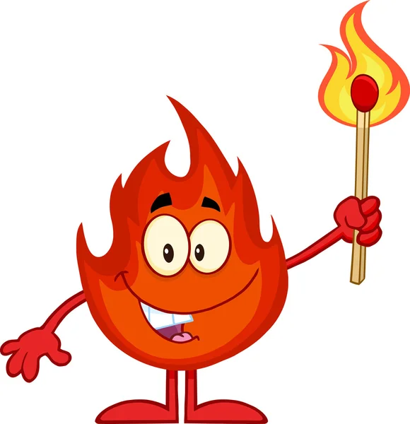 Happy Fire Cartoon — Stock Vector