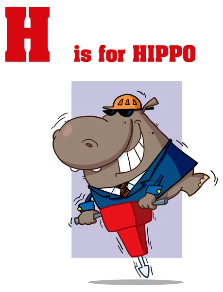 Alfabeto letra H con dibujos animados Hippo — Archivo Imágenes Vectoriales