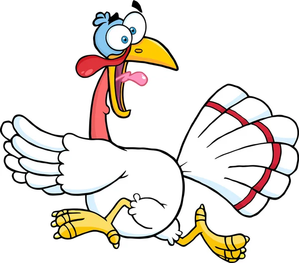 White turkey escape cartoon mascot character Vector Graphics