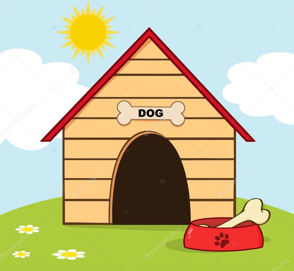 Dog House With Bowl On A Hill