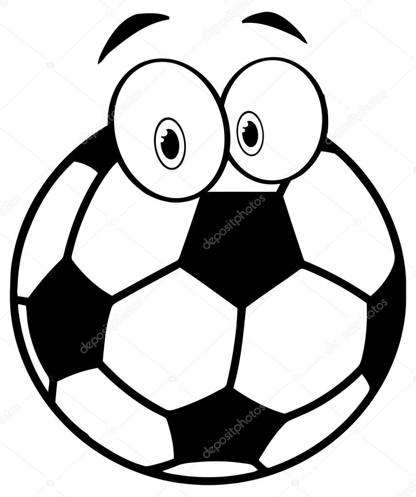 Outlined cartoon Soccer Ball character, coloring page