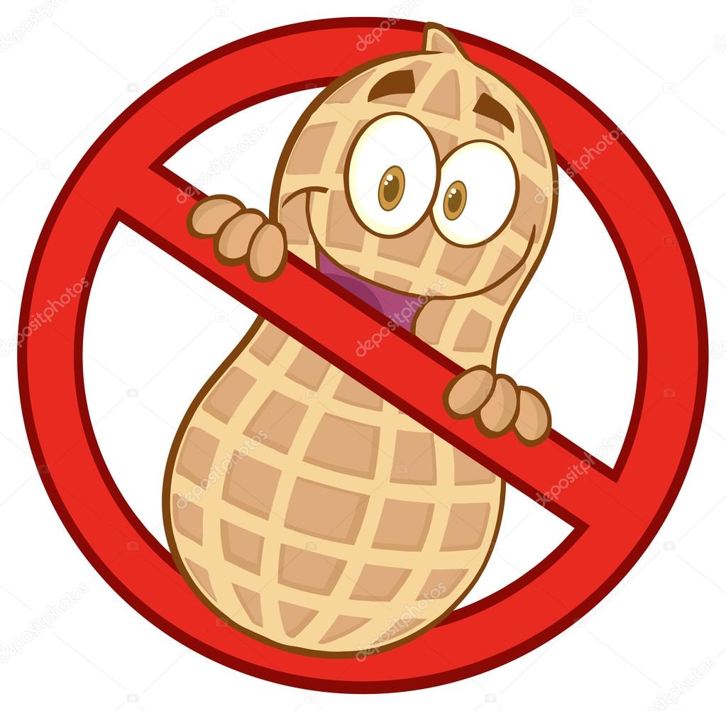 Cartoon Stop Peanuts Sign isolated on white