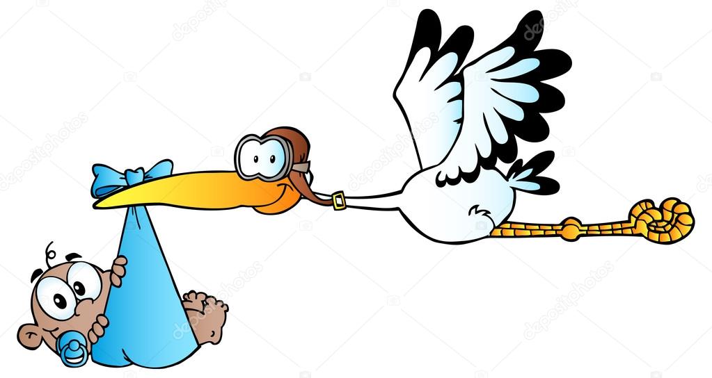 Cigogne Avec Bebe Garcon Image Vectorielle Par Hittoon C Illustration