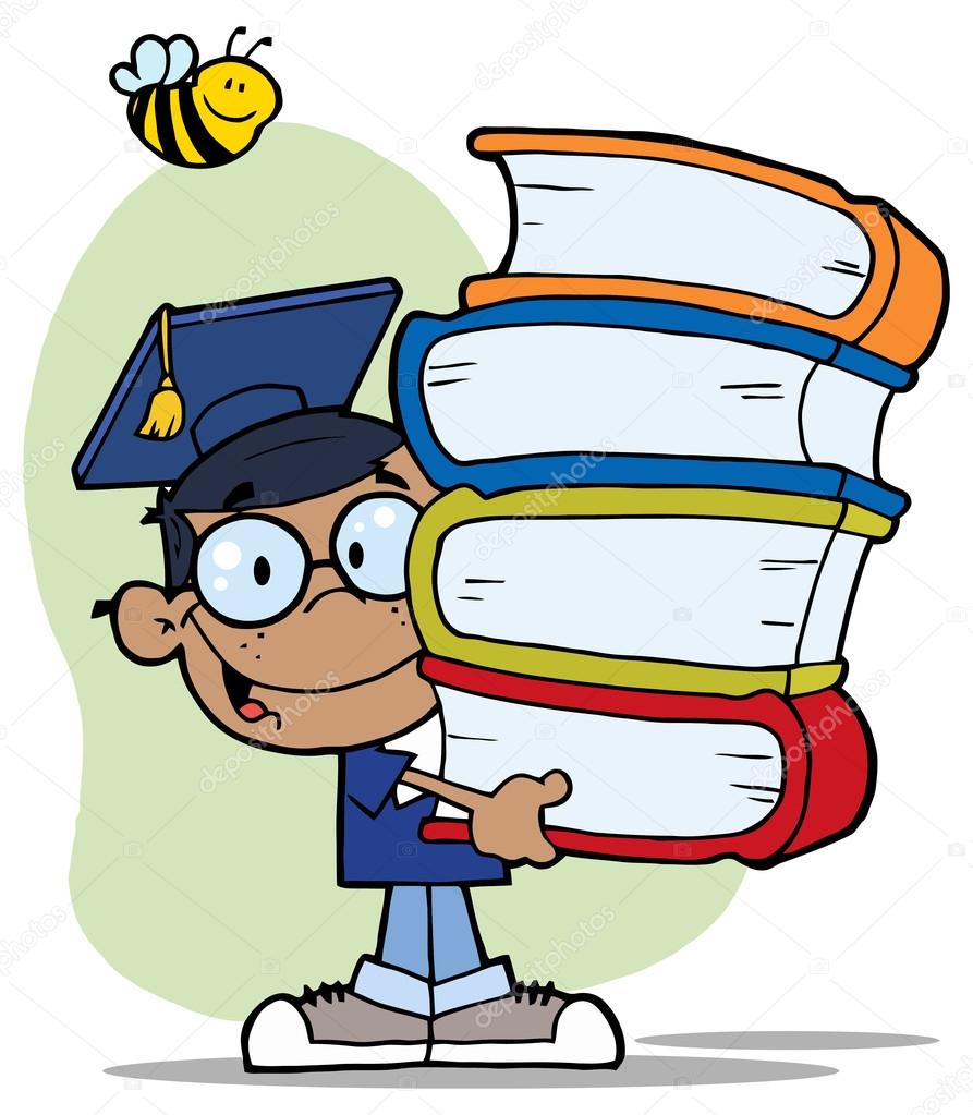 Graduating student with books