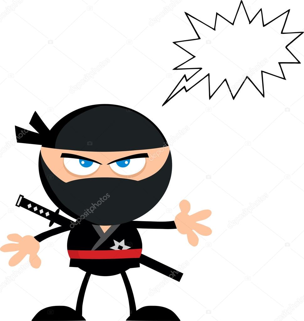 Angry Ninja Warrior Cartoon Character