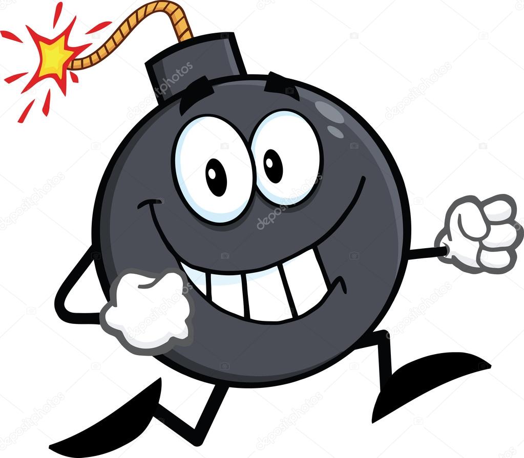 Bomb Cartoon Character Running.