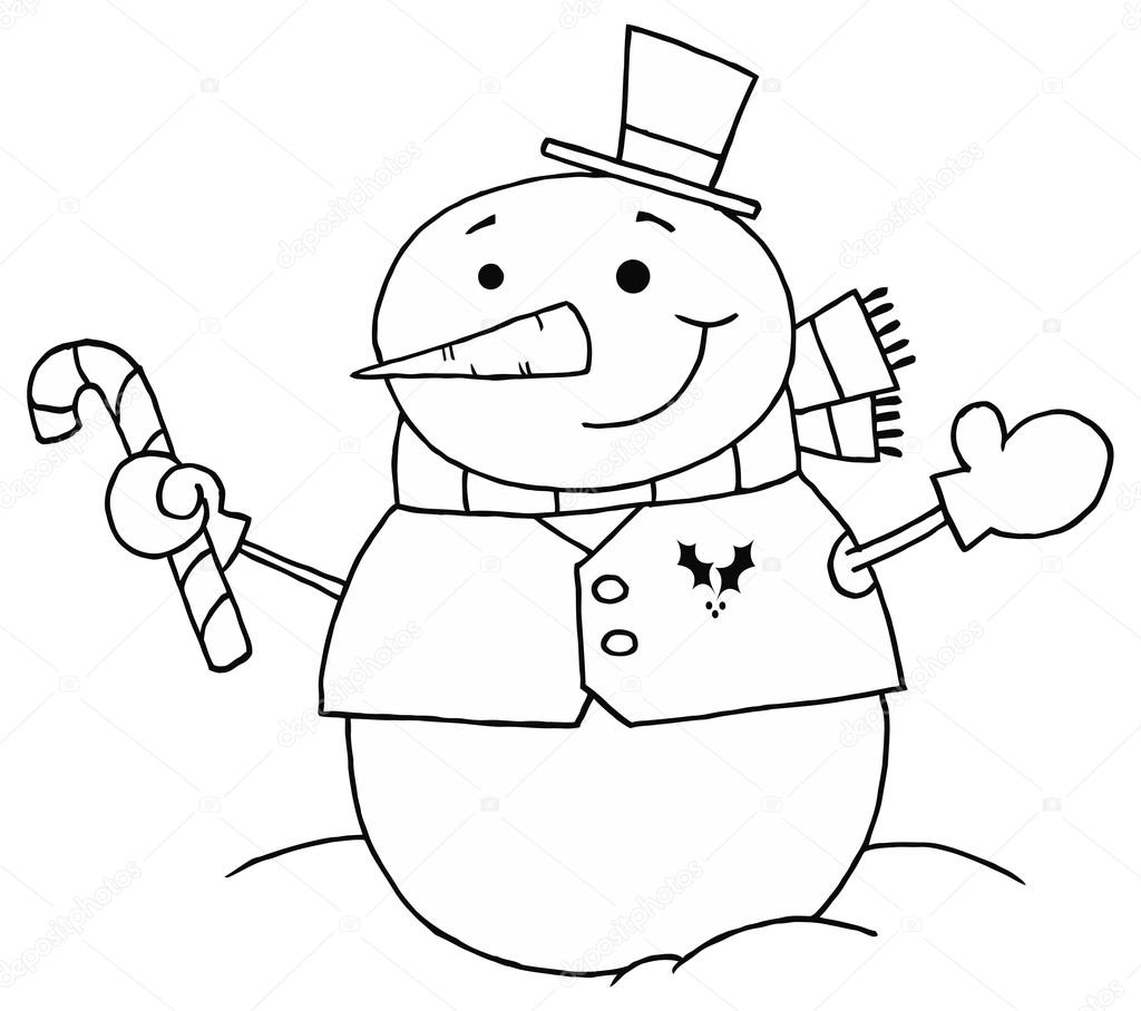 Snowman Holding A Candy Cane