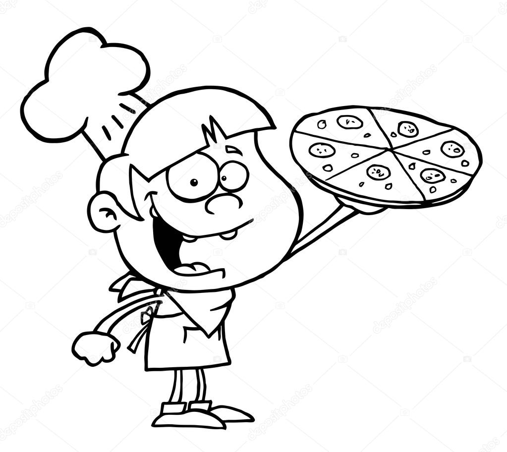 Cartoon chef with pizza Stock Vector by ©HitToon #61073119