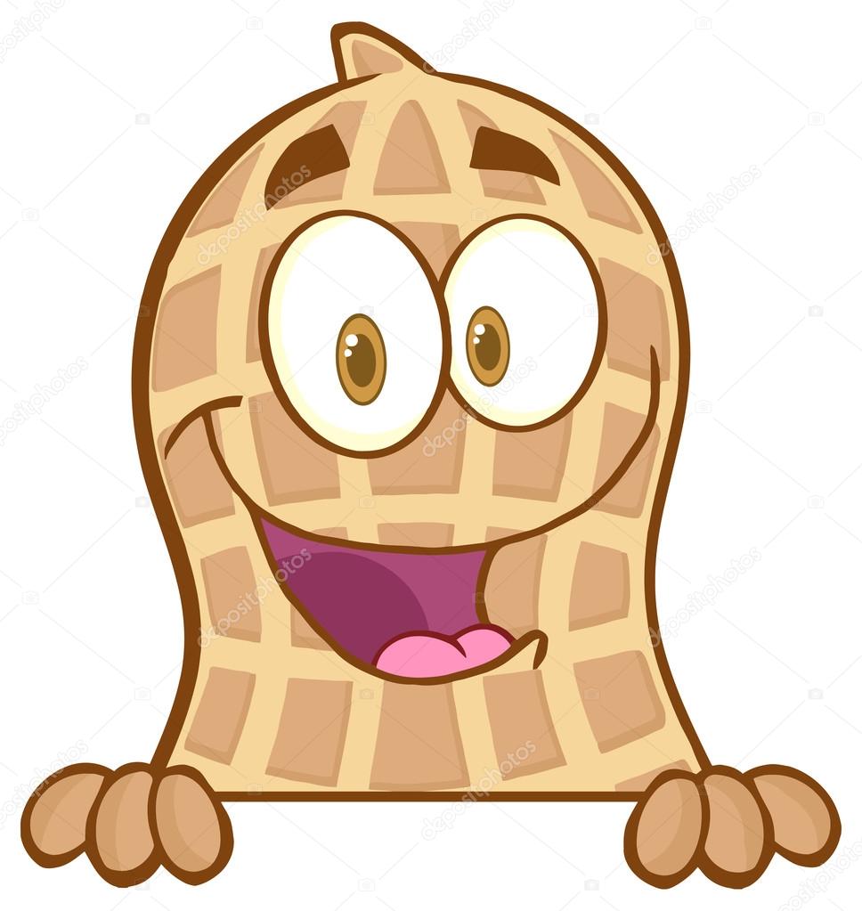 Peanut Cartoon Character Over A Sign