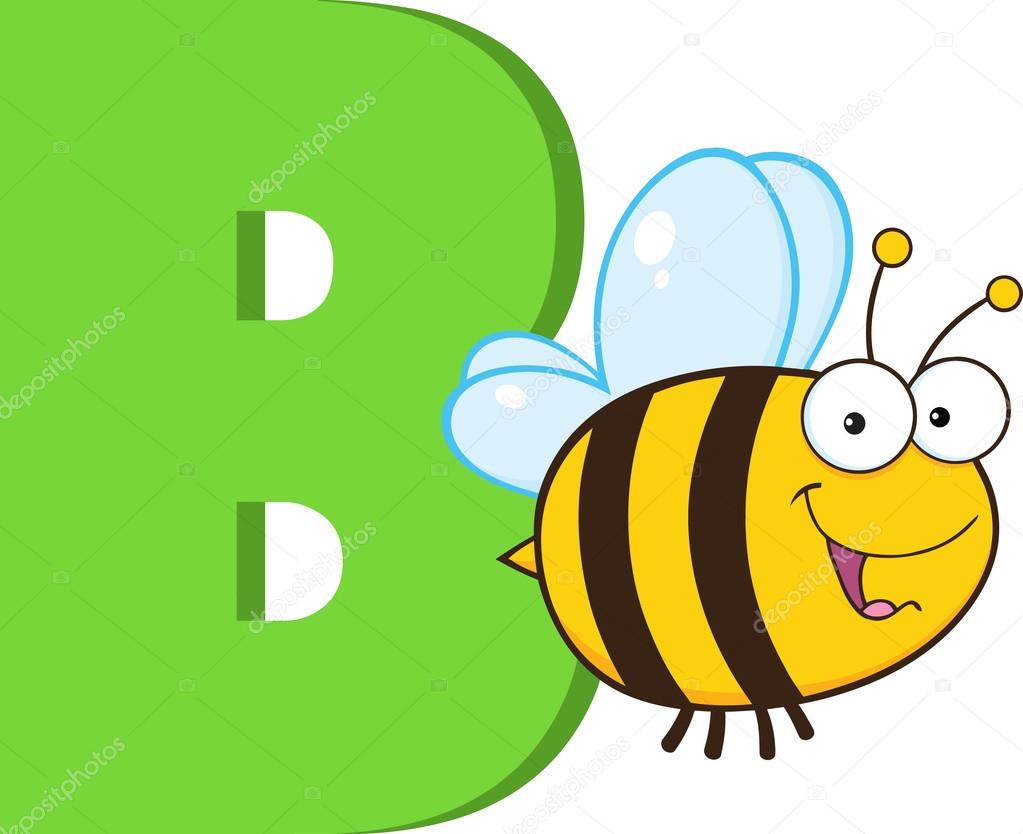 Funny Cartoon Alphabet-B With Bee
