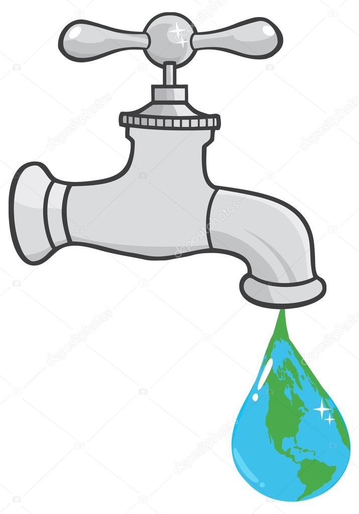 Leaking Faucet The Earth Droplet Stock Illustration by ©HitToon 61074193