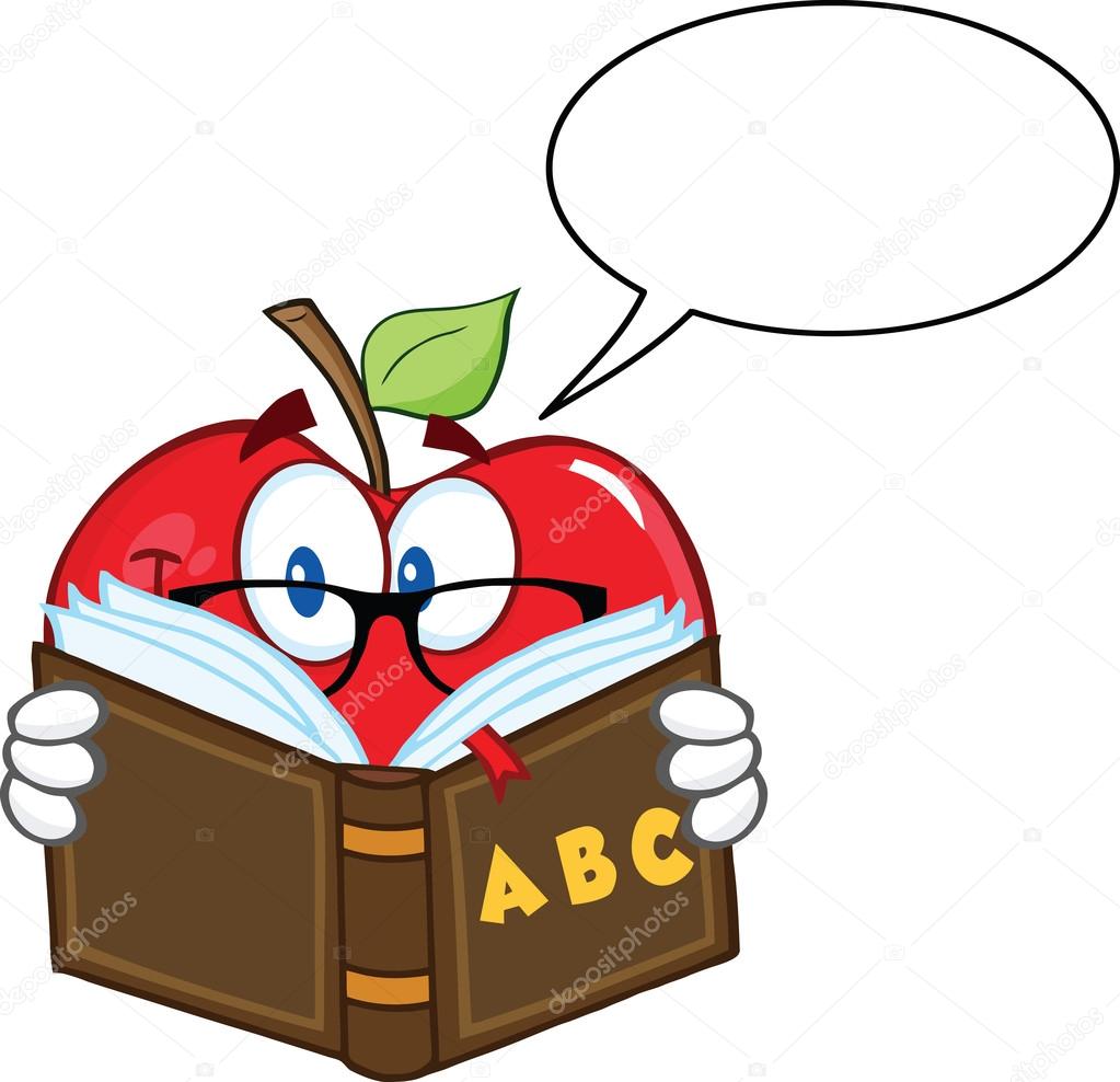 Apple Teacher With Book and Speech Bubble — Stock Vector © HitToon