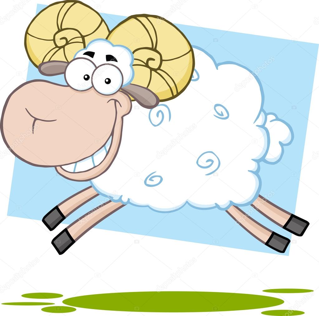 Ram Sheep Character Jumping.