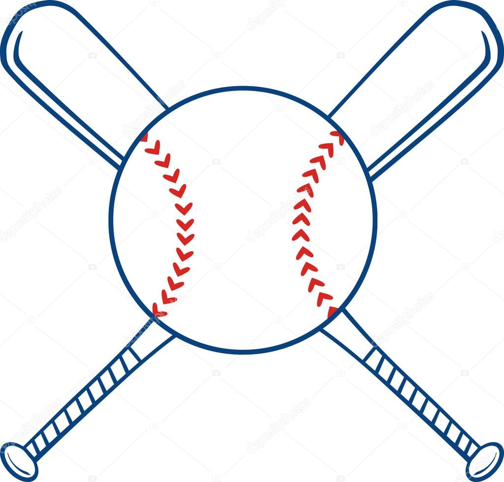 Two Crossed Baseball Bats And Ball.