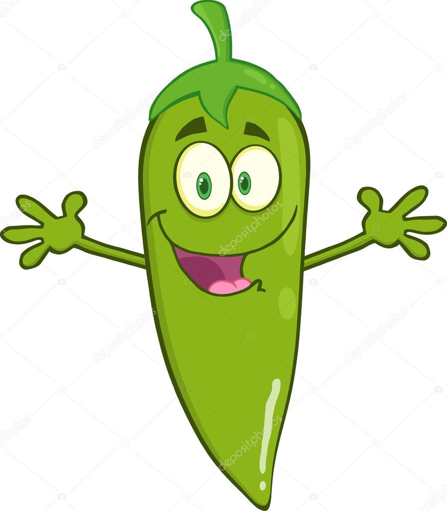 Smiling Green Chili Pepper
