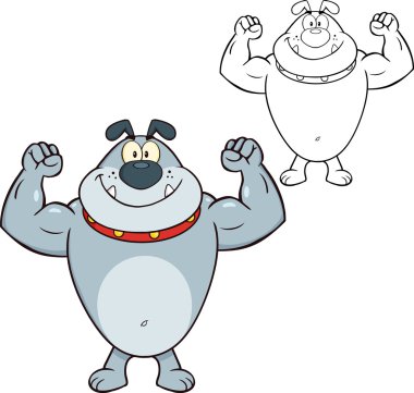 Gülümseyen gri Bulldog çizgi film