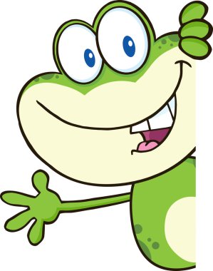 Frog with Blank Sign  Waving. clipart