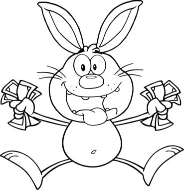 Karikatür tavşan nakit ile atlama