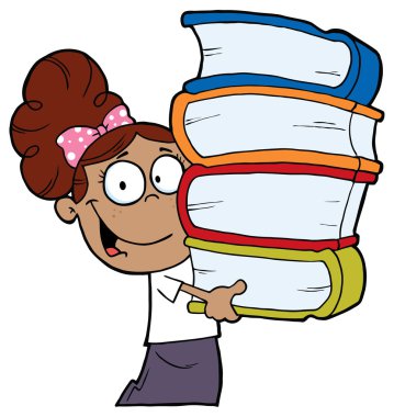 kitap yığını ile kız