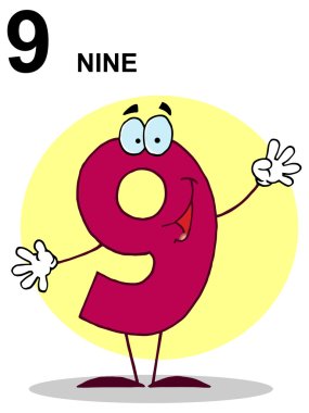 Funny Cartoon 9 Number clipart