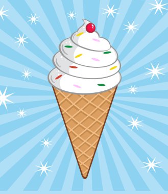 Dondurma külahı kiraz ile