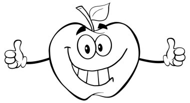 Bir başparmak pes etmek mutlu Apple çizgi film karakteri