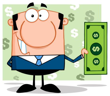 Bir dolarlık banknot ile işadamı