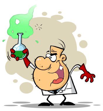 şişesi ile karikatür bilim adamı