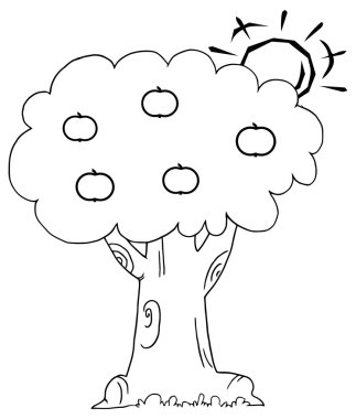 Bir elma ağacı arkasında güneş