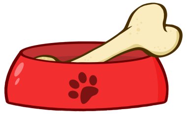 Kırmızı köpek yemliği büyük kemik ile.