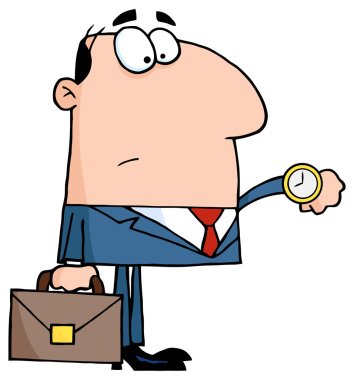 Office Worker With Clock clipart