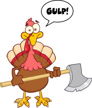 Türkiye ile balta çizgi film maskot karakter ve konuşma balonu