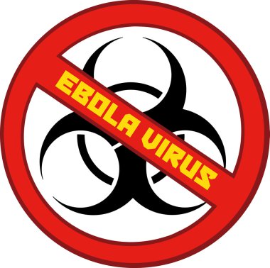 Kırmızı durdurmak Ebola işaretiyle biyo tehlike sembolü ve metin