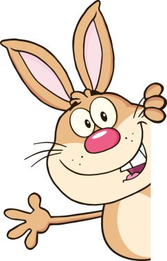 Karikatür tavşan boş işareti ile