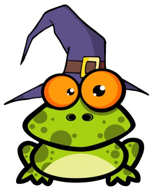 Kurbağa bir cadı şapka