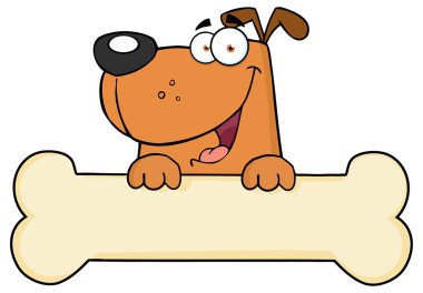 Karikatür köpek kemik üzerinde
